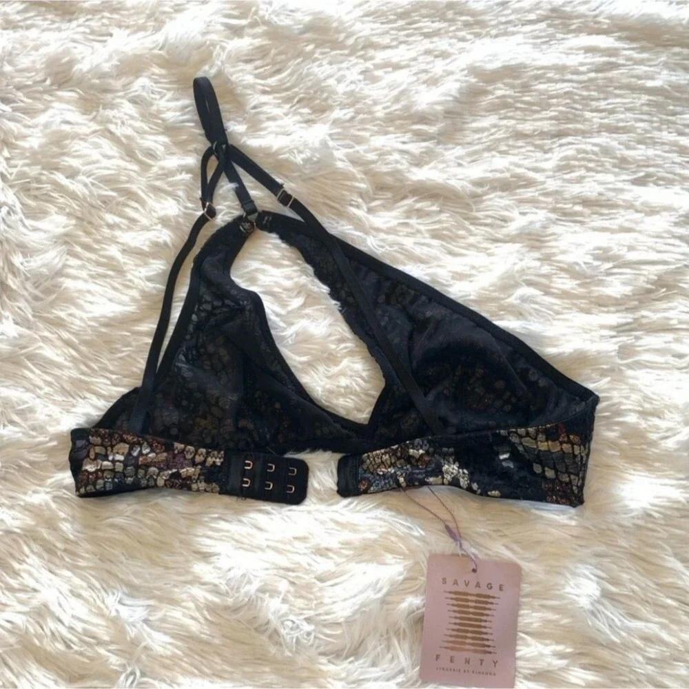 NWT Savage X Fenty Cold-Hearted Snake Asymmetrical Lace Bralette SZ Medium - Picture 6 of 9